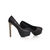 Quilting black Leather Platform Pump