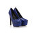 Quilting Blue Leather Platform Pump