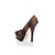 Coffee Stripe Fabric Platform Pump