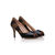 Black Patent Leather with Stripe Fabric Peep Toe Pump