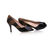 Black Patent Leather with Stripe Fabric Peep Toe Pump