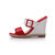 Red & White Patent Leather Wedge Pump Slipper