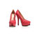 Lizard pattern red leather platform pump