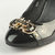 Black Patent Leather Pump with Gold Hardware Logo