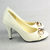 White Patent Leather Pump with Gold Hardware Logo