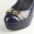 Blue Patent Leather Platform Pump with Metal Logo