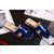 Blue patent leather slipper