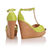 Olive Leather T-shape Platform Pump Sandal