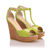 Olive Leather T-shape Platform Pump Sandal