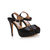 Black Suede Snake Skin Leather Peep Toe Platform Pump Sandal