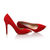 Red suede leather metal point head pump