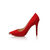 Red suede leather metal point head pump