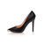 Black leather metal point head pump