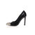 Black patent leather metal studs pointed head pump