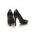 Black lizard leather rivet metal toe pump