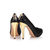 Lizard pattern black suede leather pump