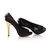 Black lizard suede leather peep toe pump