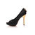 Black lizard suede leather peep toe pump