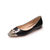 Black leather rivet metal toe flat