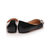 Black leather rivet metal toe flat