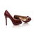 Claret leather bow-tie peep toe pump