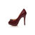 Claret leather bow-tie peep toe pump