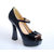 Black Patent Leather Peep Toe Mary Jane Pump