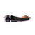 Black patent leather golden point head flat