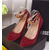 Suede leather pointed head mary jane pump