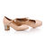 Beige Leather Diamond Heel Mary Janes Pump