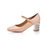 Beige Leather Diamond Heel Mary Janes Pump