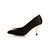 Black Satin Pointed Pump with Diamond Square Logo