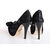 Black Lace Bow Tie Peep Toe Pump