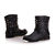 Black Leather Rivet Short Boots