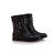 Black Leather Rivet Short Boots