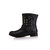 Black Leather Rivet Short Boots