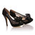 Black Lace Bow-tie Peep Toe Pump