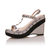 Rivet Silver Leather Platform Wedge Pump Sandal