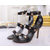 Black leather 3 straps pump sandal