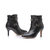 Black leather rivet buckle strap point head short boots