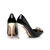 Black patent leather point head pump