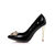 Black patent leather point head pump