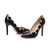 Black leather point head pump