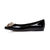 Black patent leather point head flat