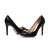 Snake pattern suede leather metal bow-tie pump