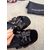 Black patent leather square slippers