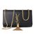 Black Leather Clutch with Metal Tassel