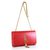 Red Leather Clutch with Metal Tassel