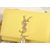 Yellow Leather Clutch with Metal Tassel