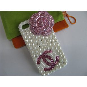 White&Pink Camellia with Double C Pearl Iphone Cover